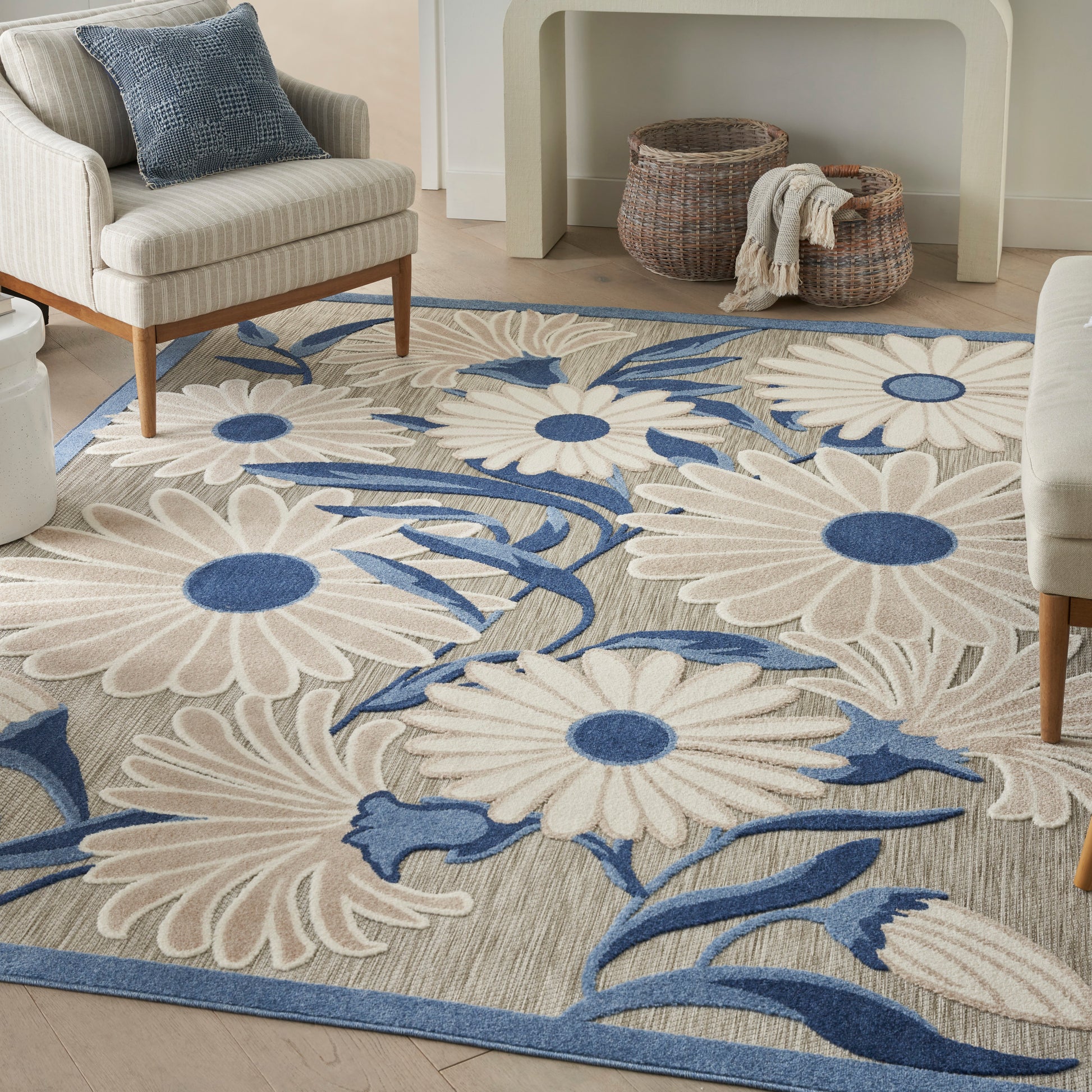 Nourison Home Aloha  Blue Grey  Contemporary