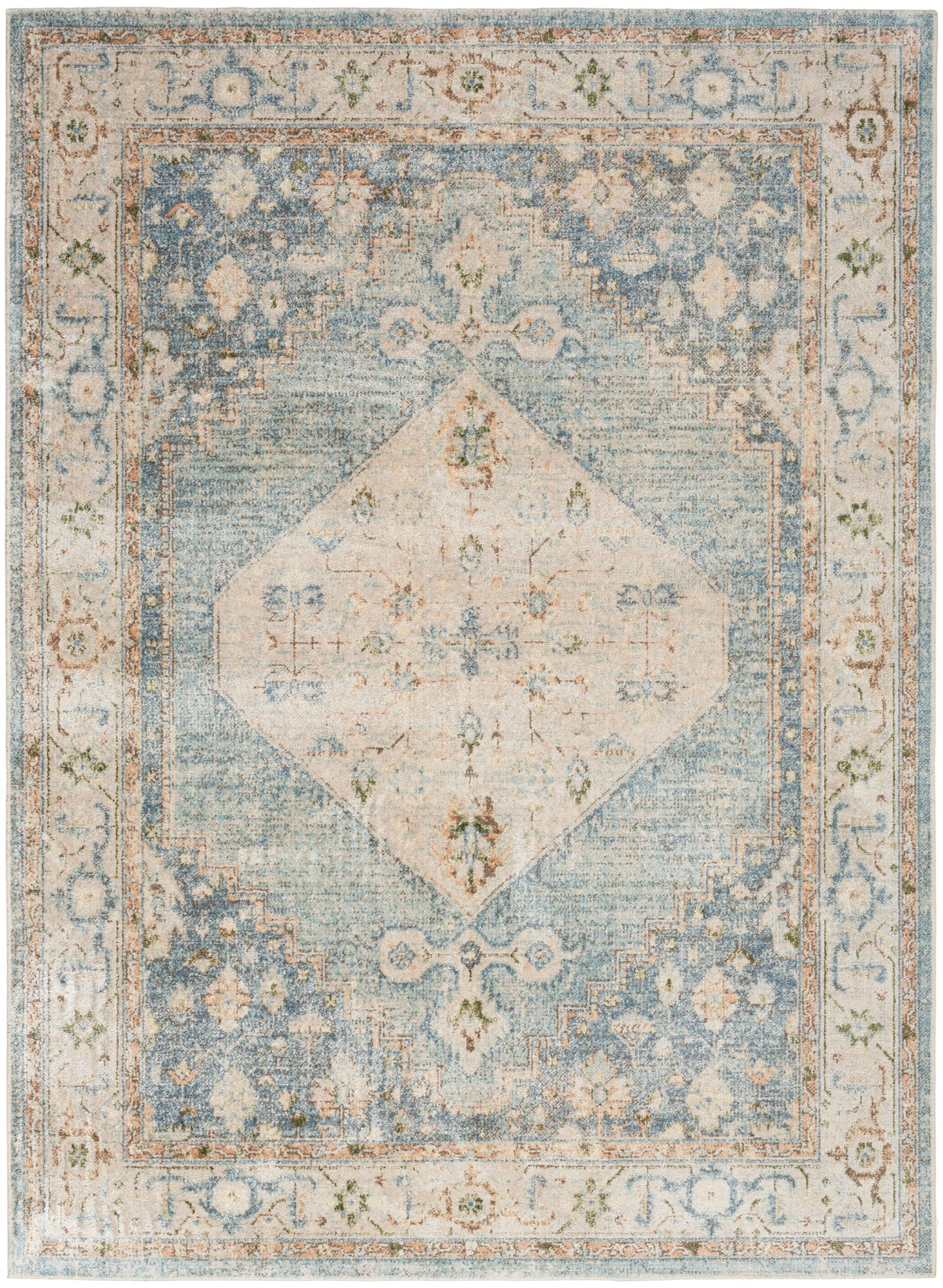 Nourison Home Astra Machine Washable ASW11 Silver Blue Traditional Power-loomed Rug