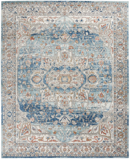 Nourison Home Quarry QUA11 Ivory Blue Traditional Power-loomed Rugs