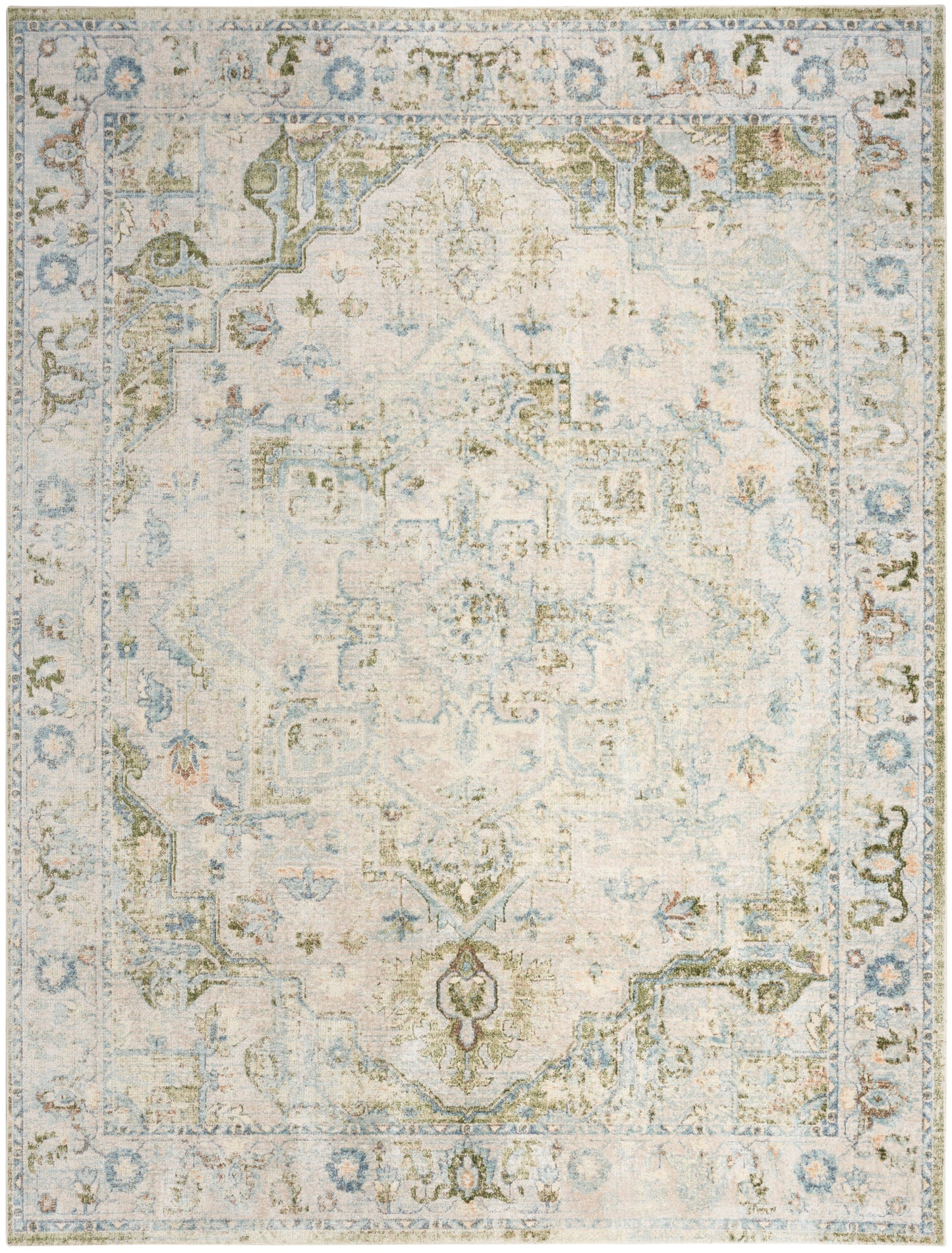Nourison Home Astra Machine Washable ASW12 Blue Green Traditional Power-loomed Rug