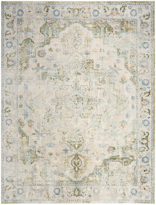 Nourison Home Astra Machine Washable  Blue Green  Traditional