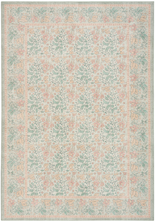 Nourison Home Botanical Washables  Green Multicolor  Contemporary