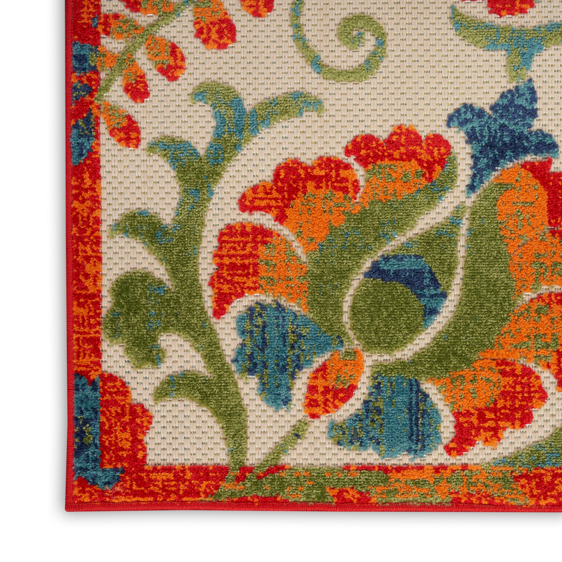 Nourison Home Aloha  Red Multicolor  Contemporary