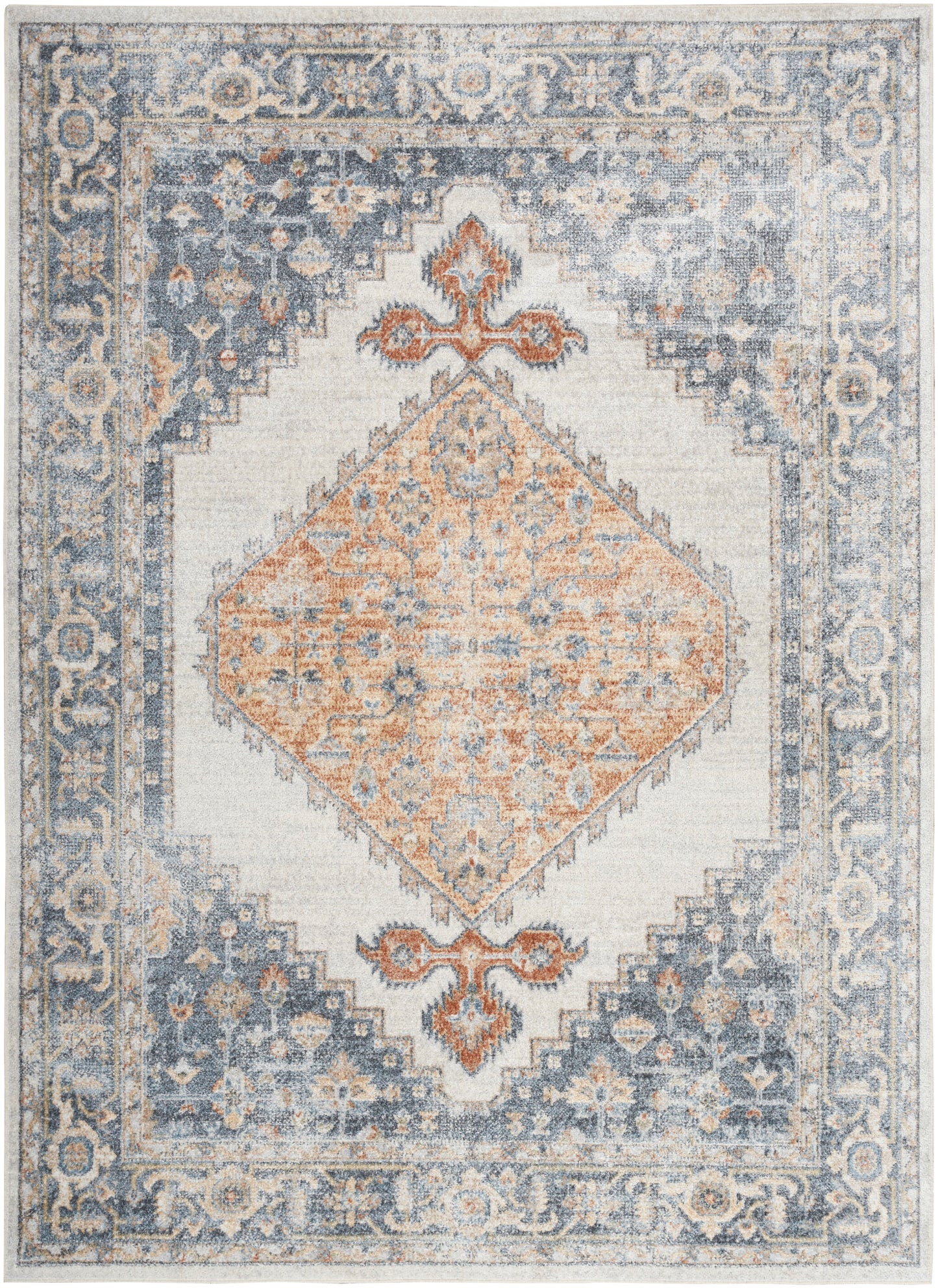 Nourison Home Astra Machine Washable ASW11 Grey Gold Traditional Power-loomed Rug