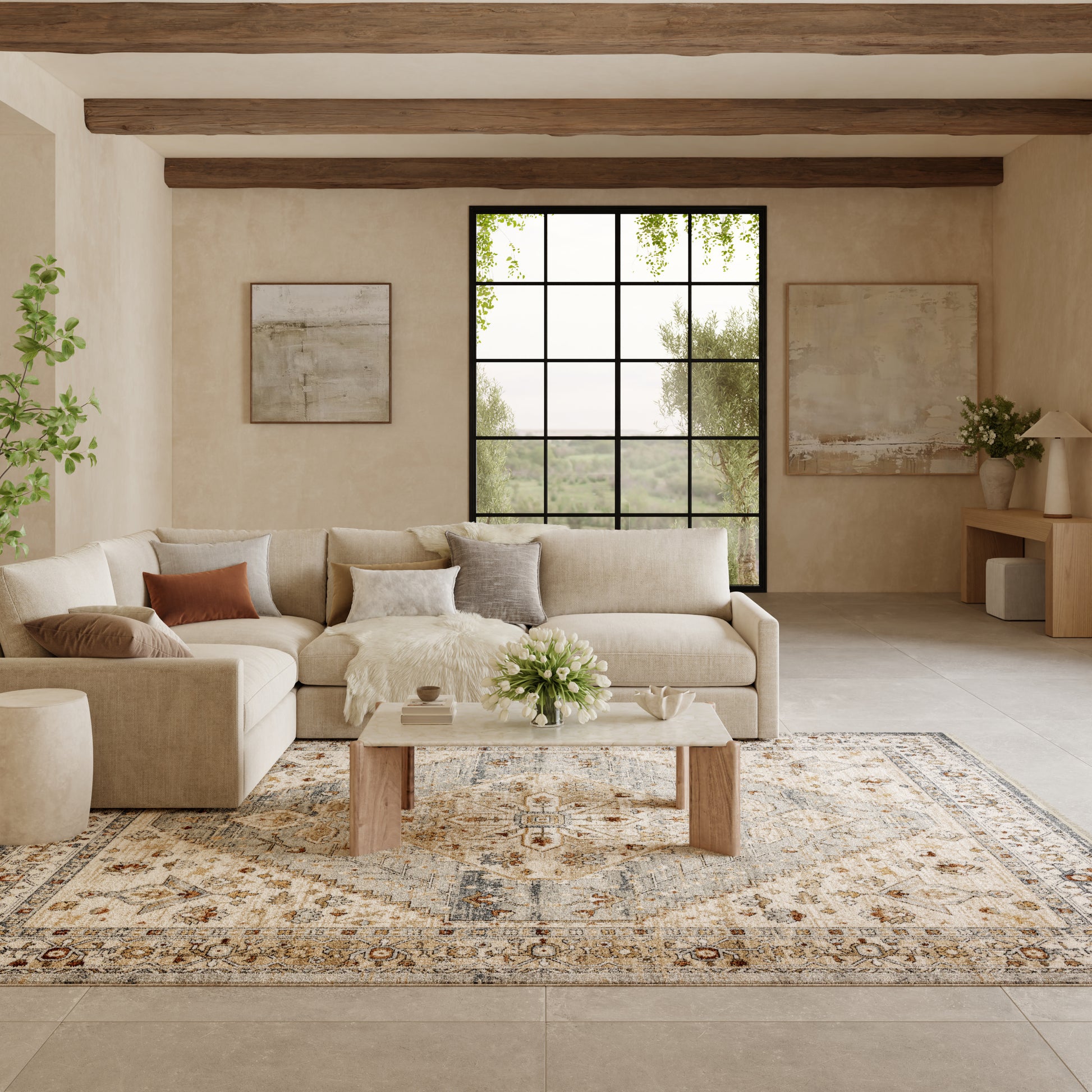 Nourison Home Pardis  Blue Taupe  Traditional