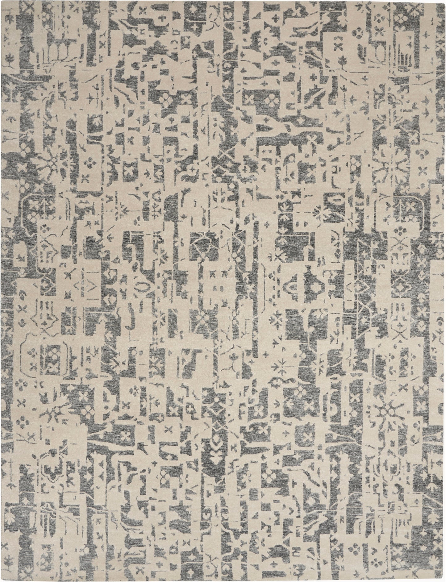 Nourison Home Silk Shadows SHA19 Ivory Grey Transitional Hand Knotted Rug