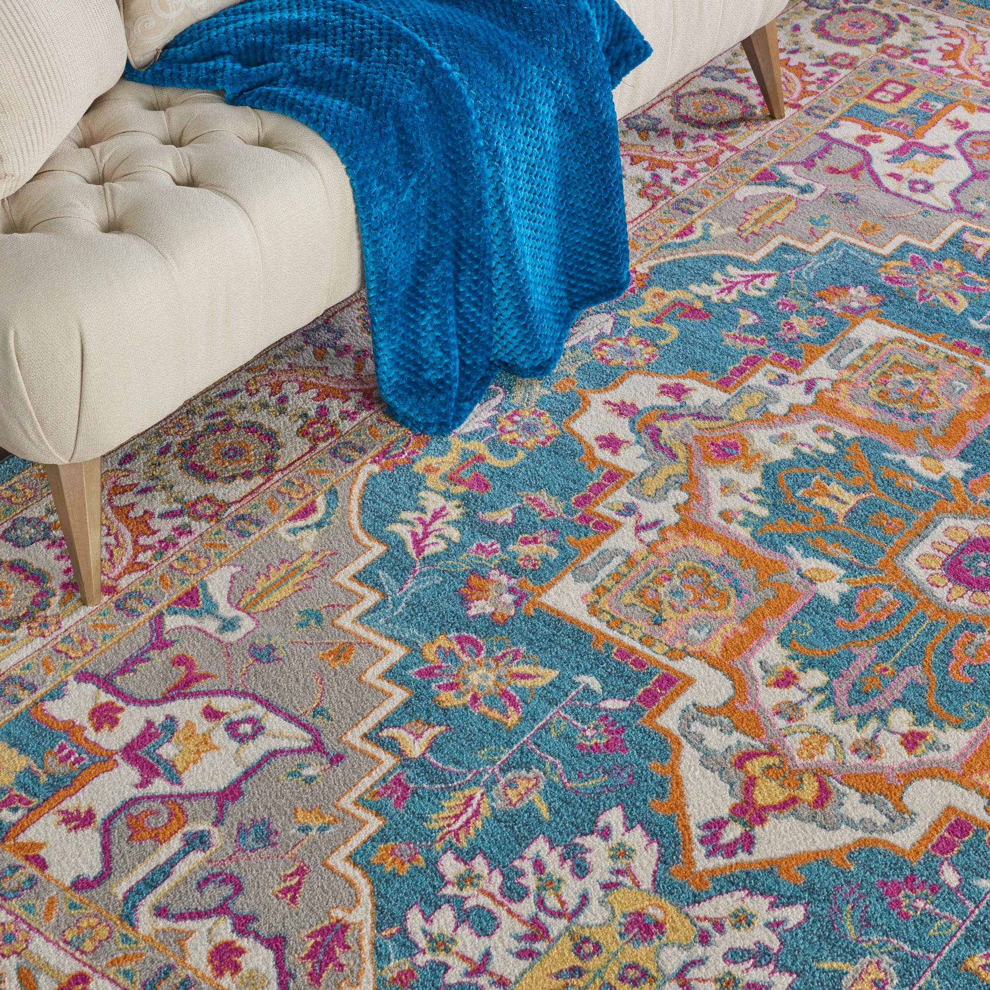 Nourison Home Passion  Teal Multicolor  Transitional