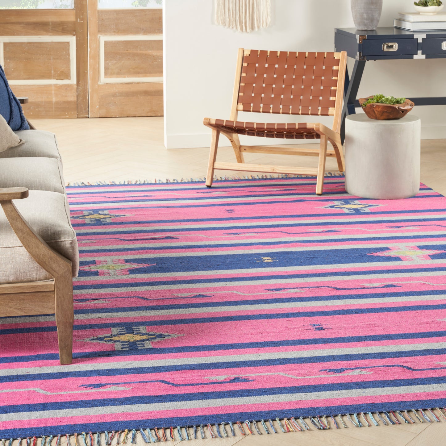 Nourison Home Baja  Pink Blue  Transitional