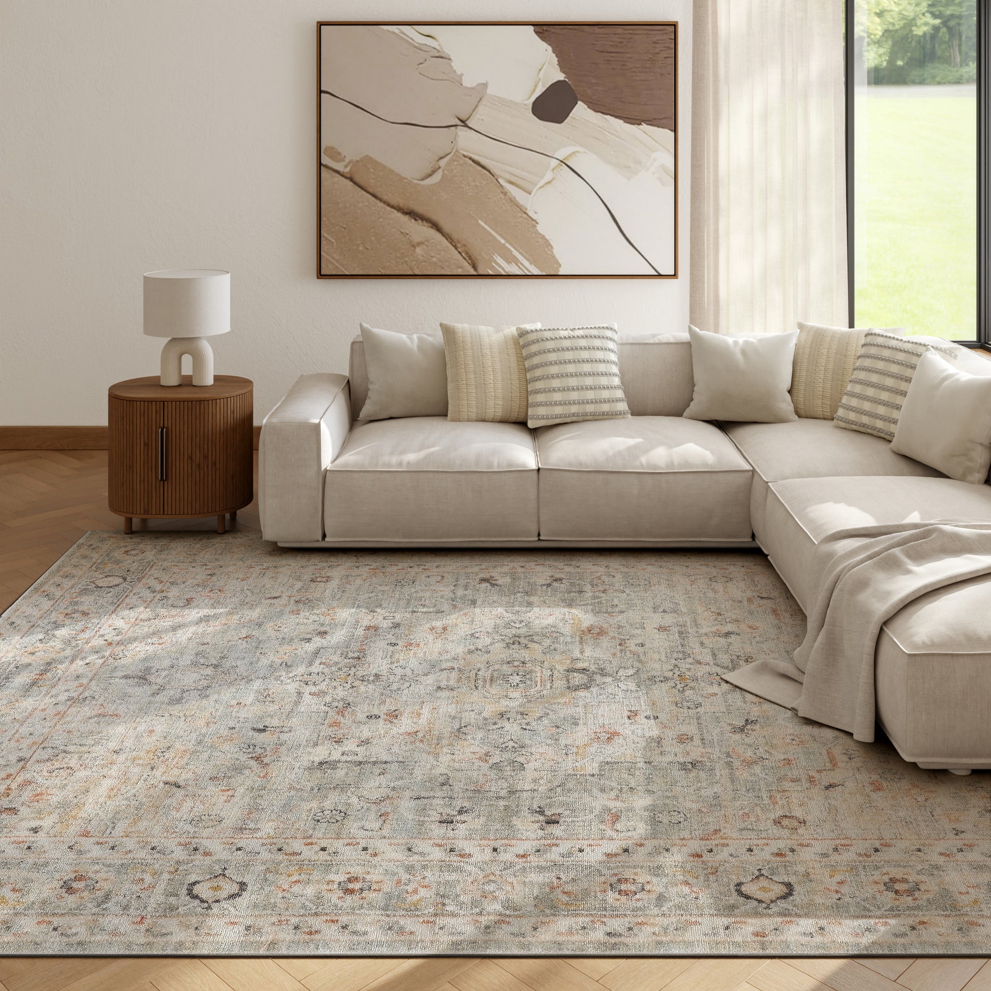 Nourison Home Oushak Home  Light Grey  Traditional