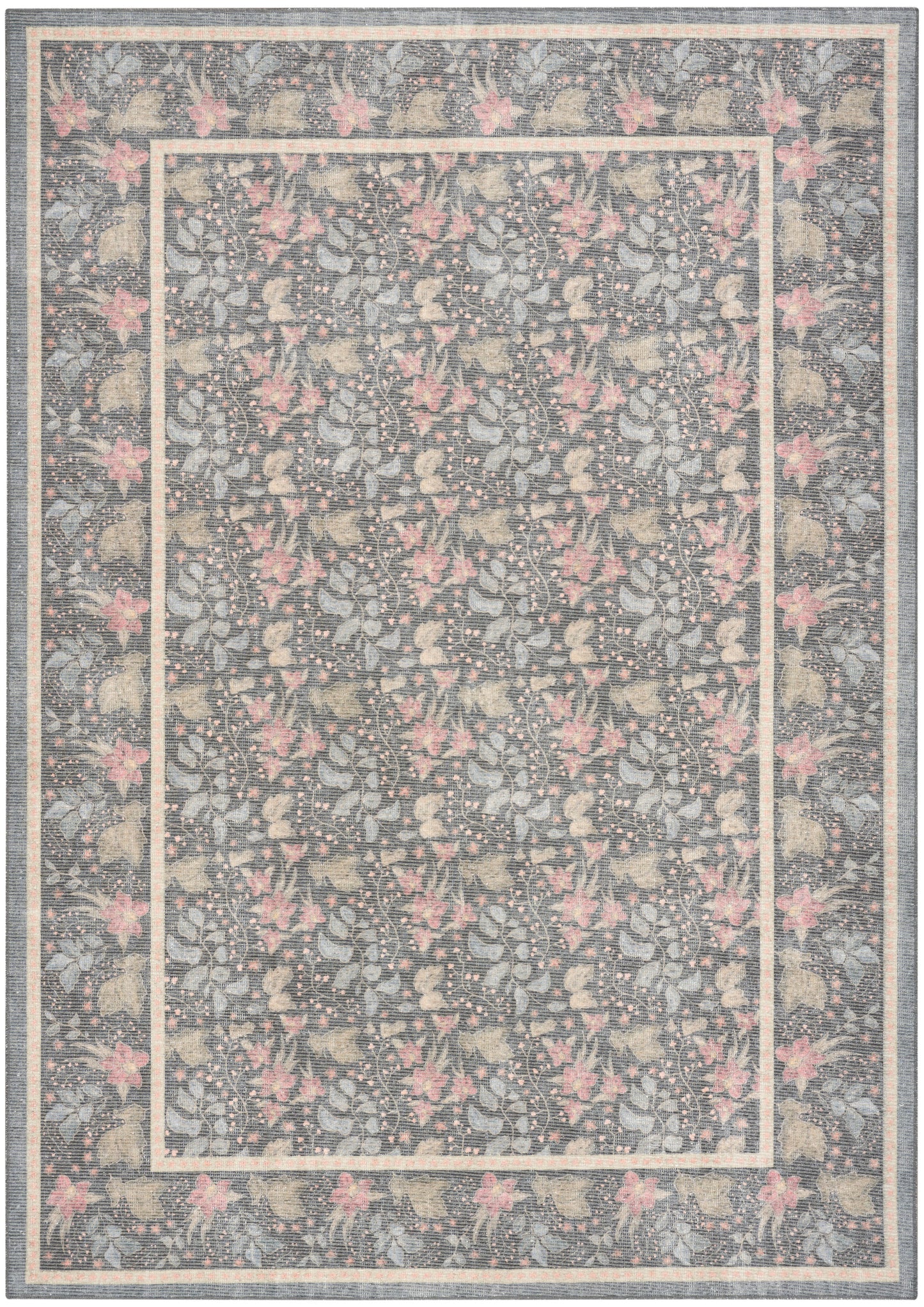 Nourison Home Botanical Washables  Charcoal Multicolor  Contemporary