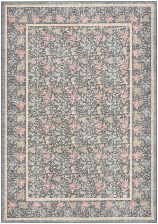 Nourison Home Botanical Washables  Charcoal Multicolor  Contemporary