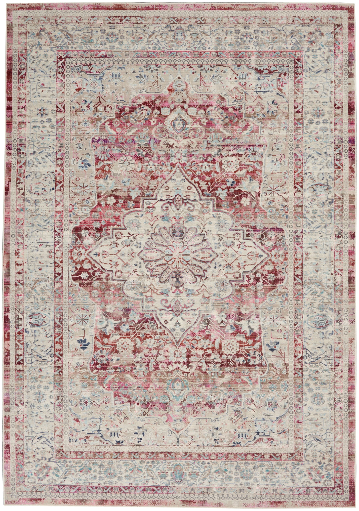 Nourison Home Vintage Kashan VKA07 Red Ivory Traditional Power-loomed Rug