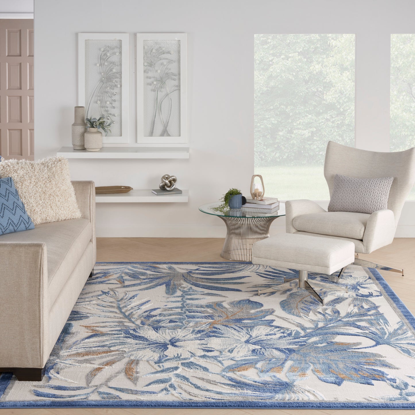 Nourison Home Seaside  Ivory Blue  Contemporary