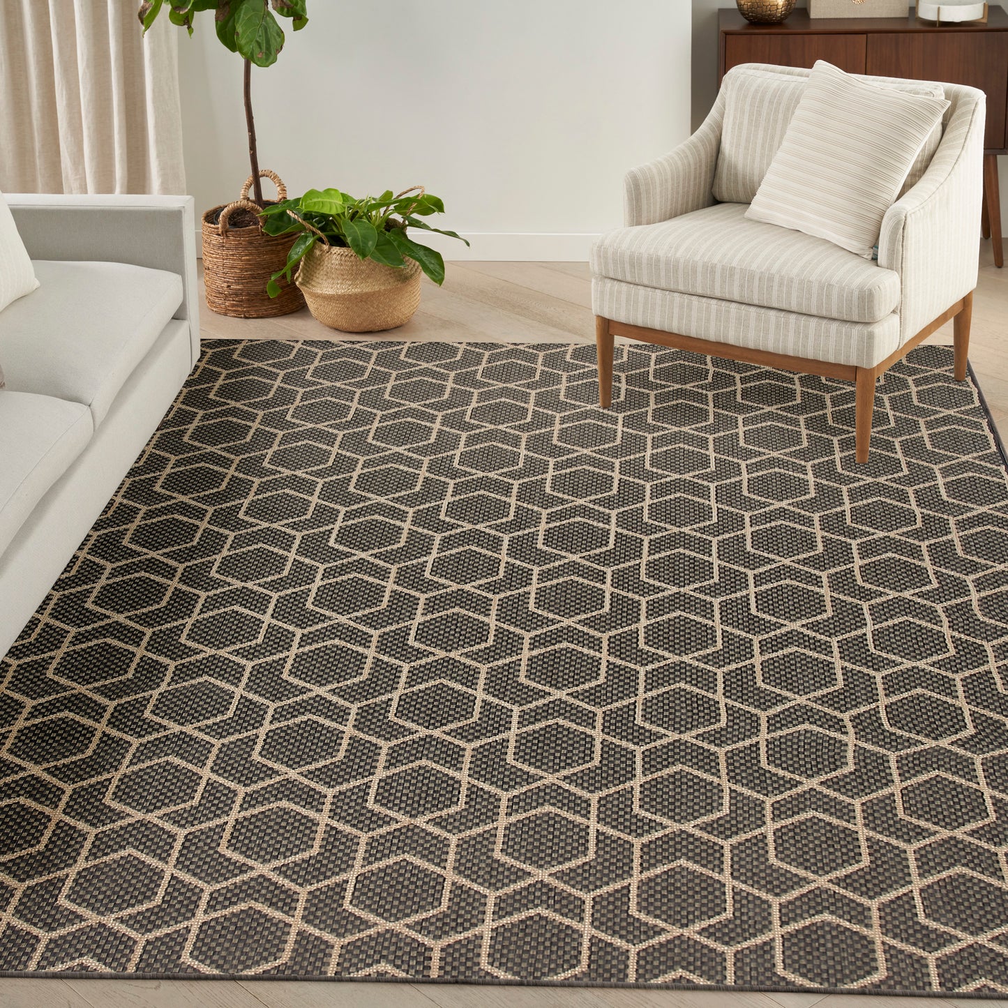 Nourison Home Horizon Indoor/Outdoor  Charcoal  Contemporary