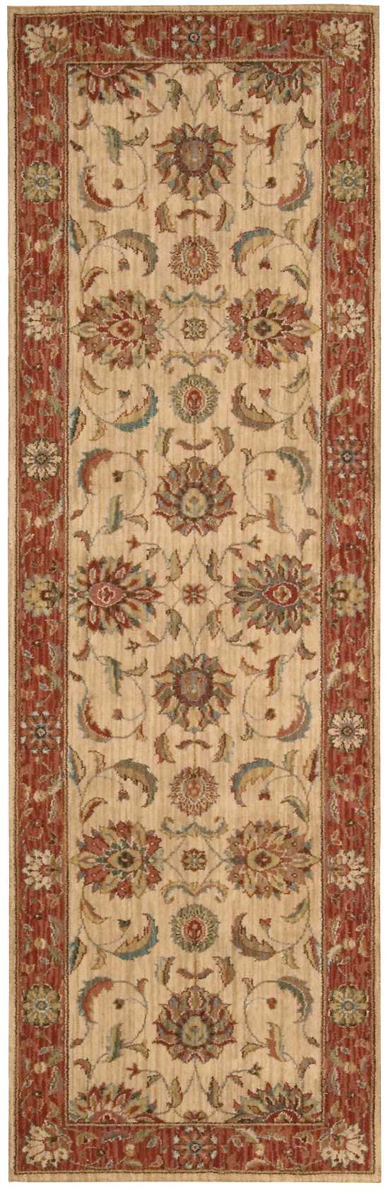 Nourison Home Living Treasures LI04 Ivory Red Traditional Loom-woven Rug