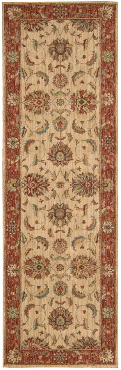 Nourison Home Living Treasures LI04 Ivory Red Traditional Loom-woven Rug