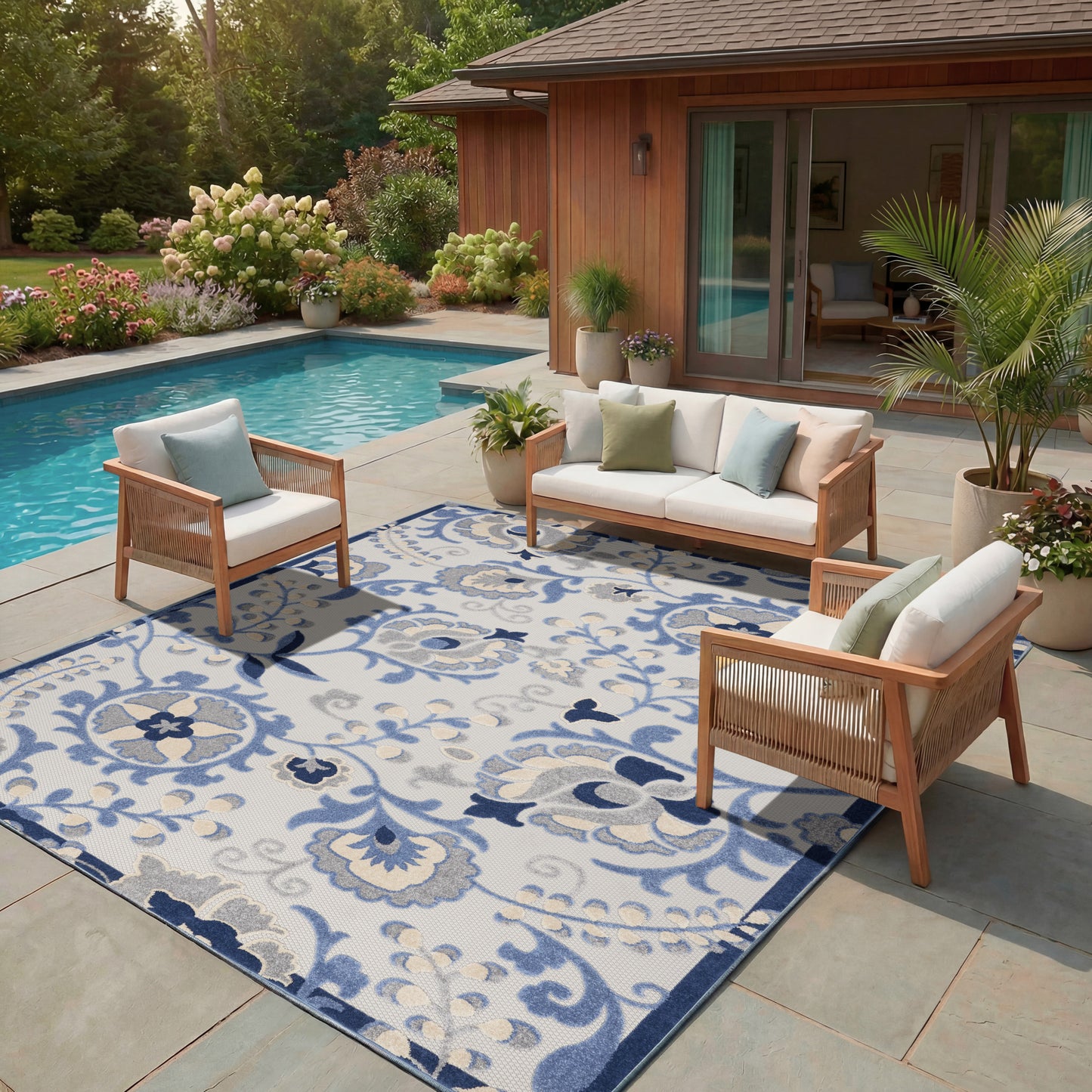 Nourison Home Aloha  Blue Grey  Contemporary