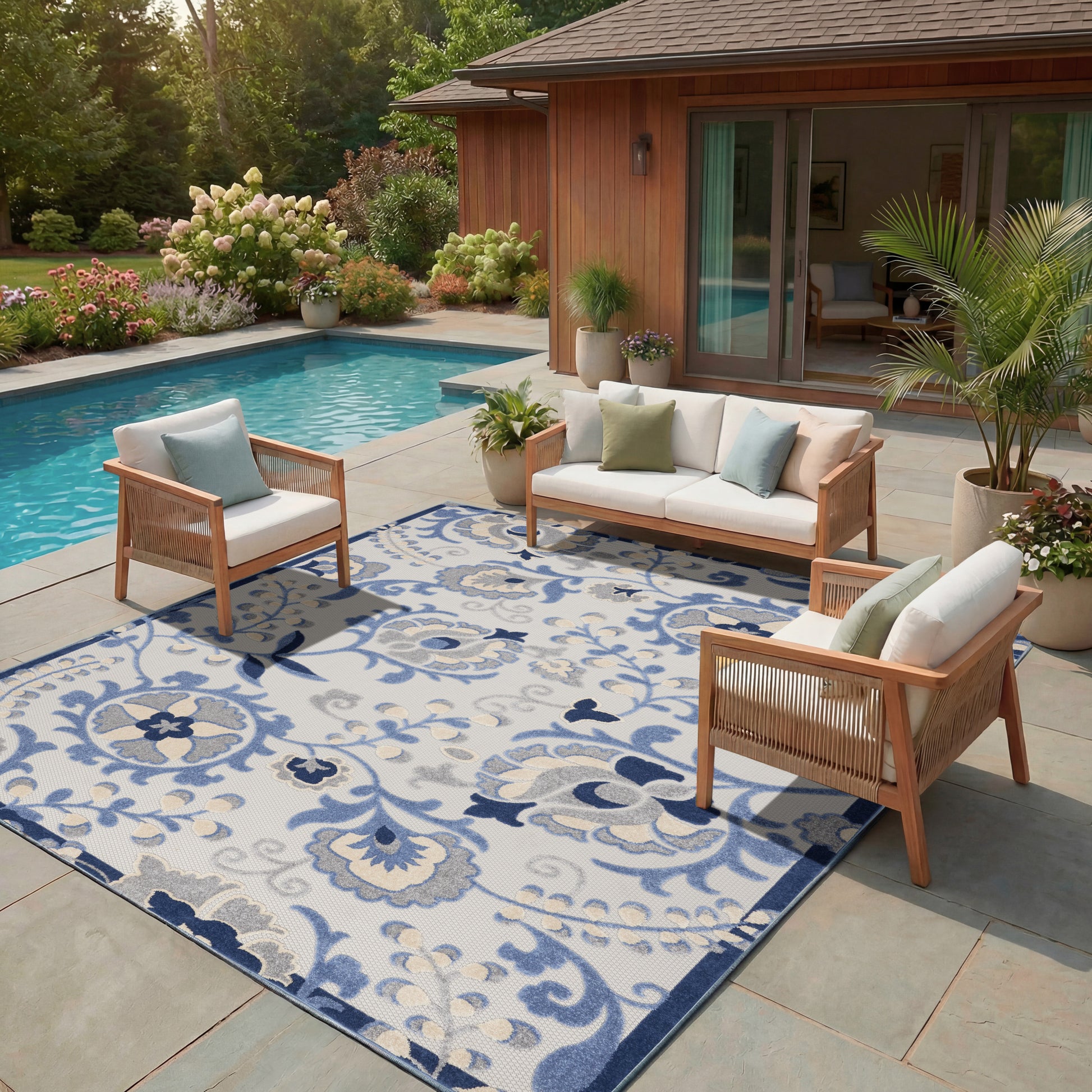 Nourison Home Aloha  Blue Grey  Contemporary