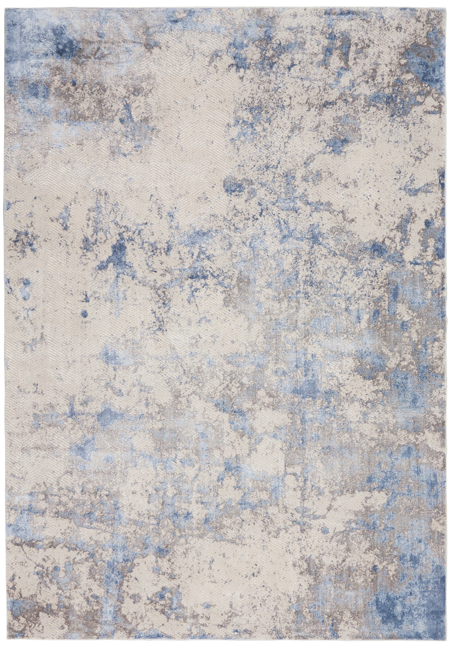 Nourison Home Silky Textures SLY04 Blue Ivory Grey Contemporary Power-loomed Rug