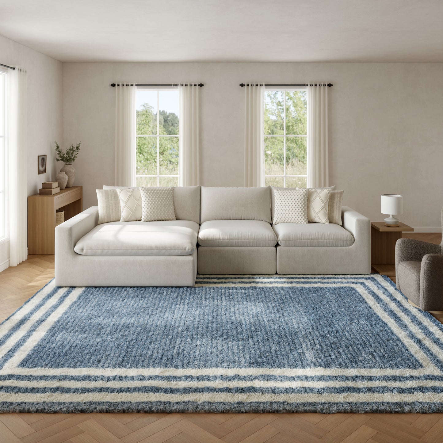 Nourison Home Pacific Shag  Blue Ivory  Contemporary