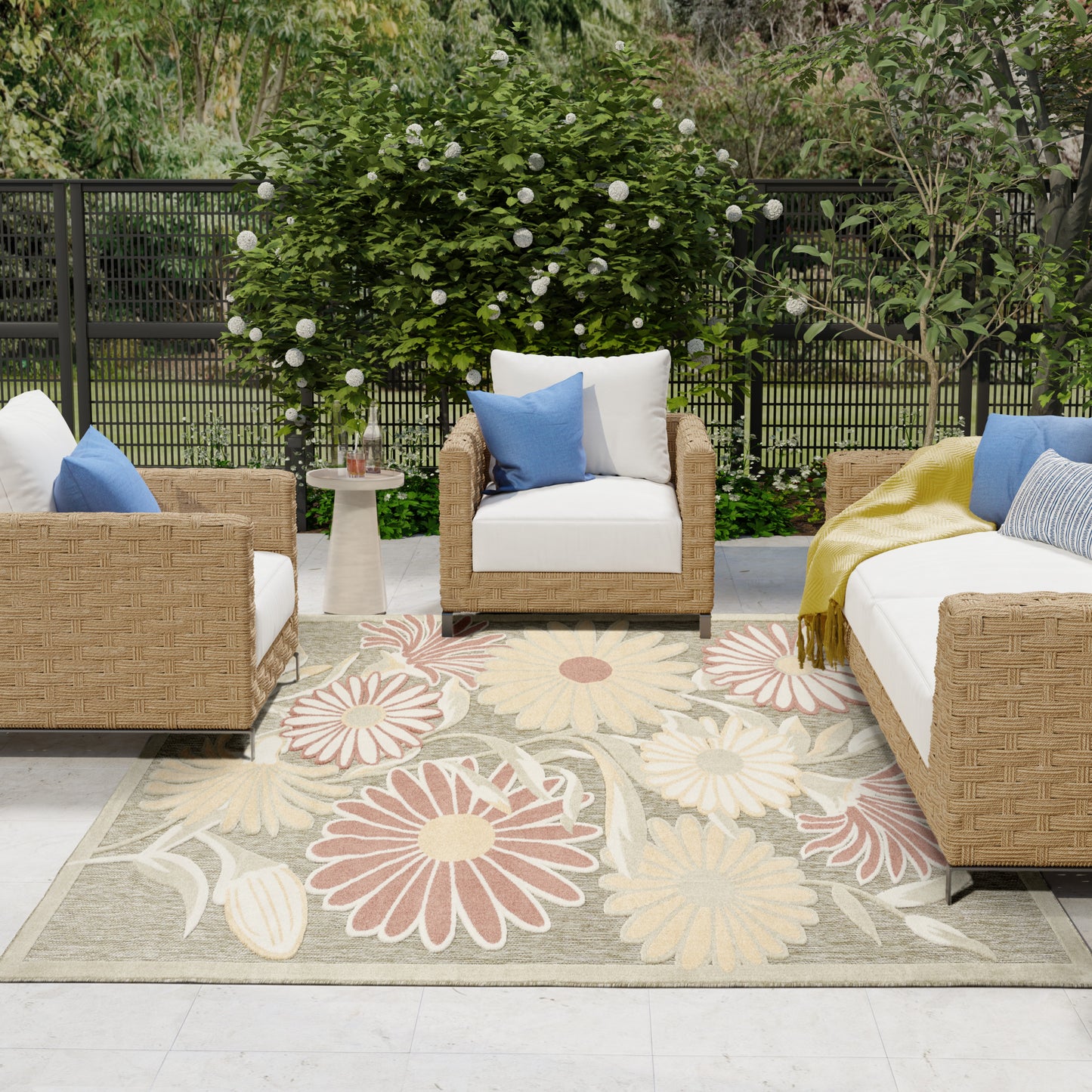 Nourison Home Aloha  Sage Rose  Contemporary