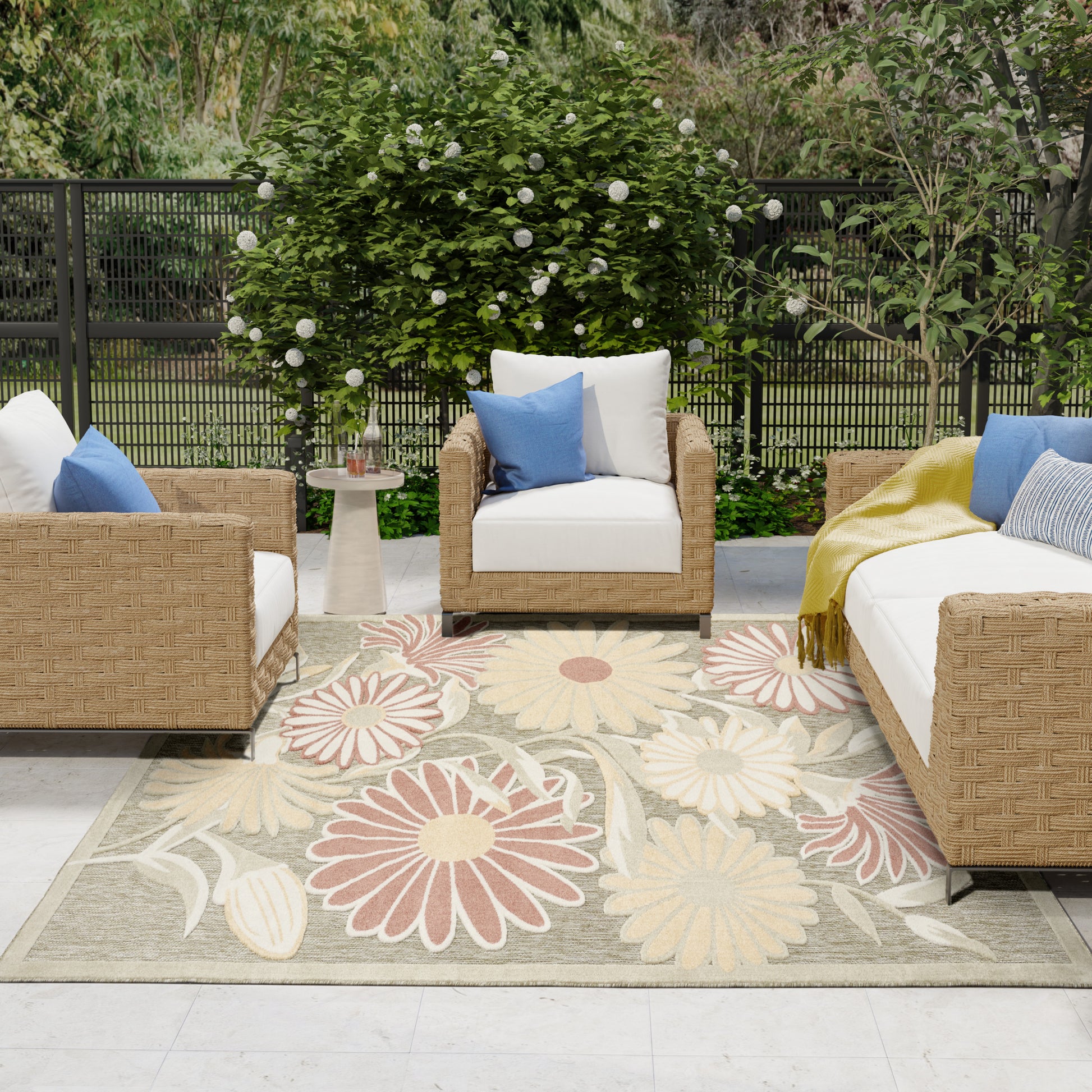 Nourison Home Aloha  Sage Rose  Contemporary