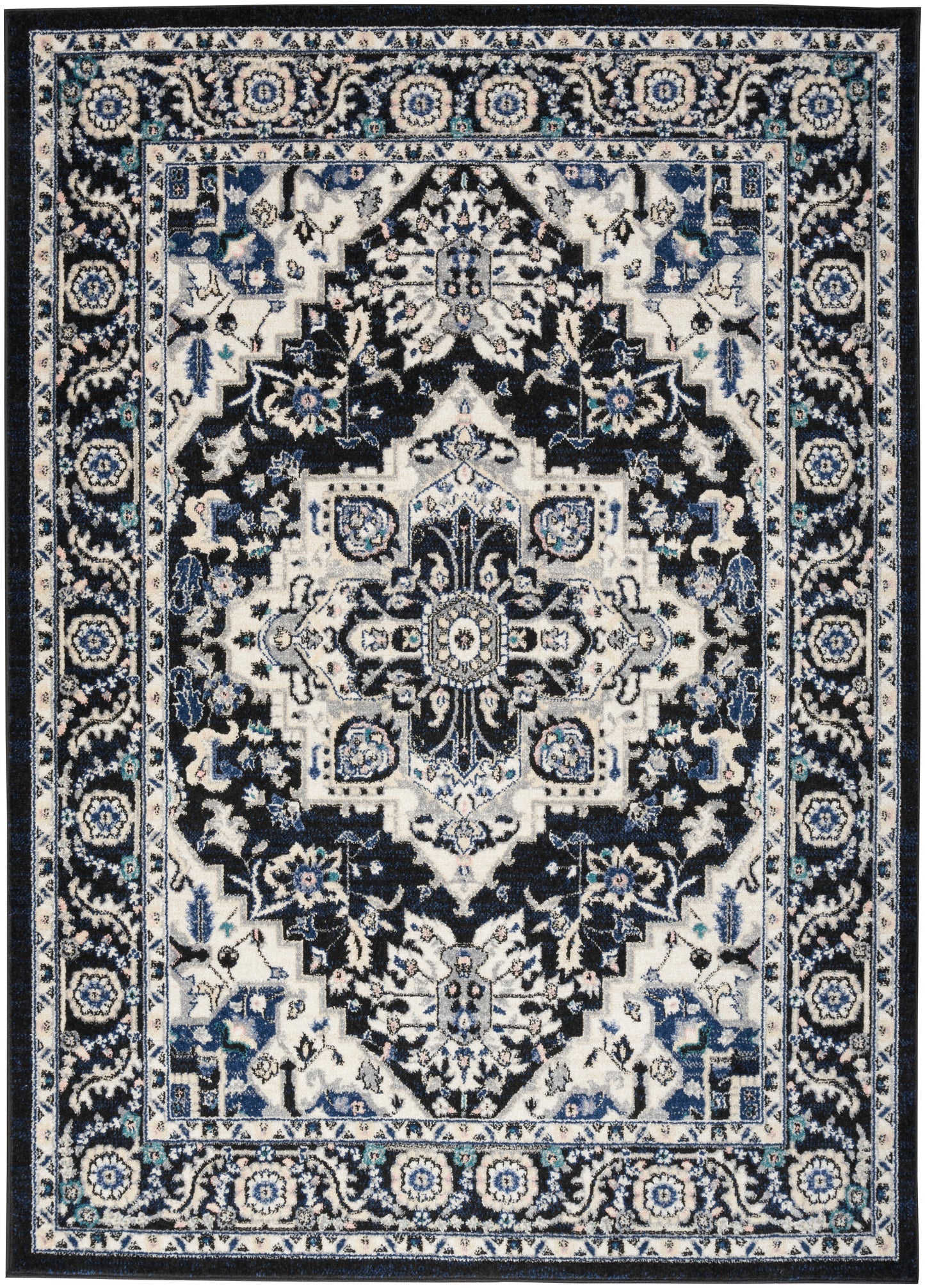 Nourison Home Passion PSN33 Black Ivory Traditional Power-loomed Rugs