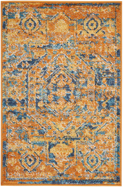 Nourison Home Passion PSN07 Teal Sun Traditional Power-loomed Rugs