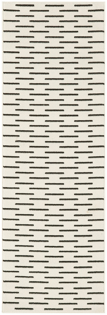 Nourison Home Nordic NRC12 Ivory Black Contemporary Power-loomed Rug