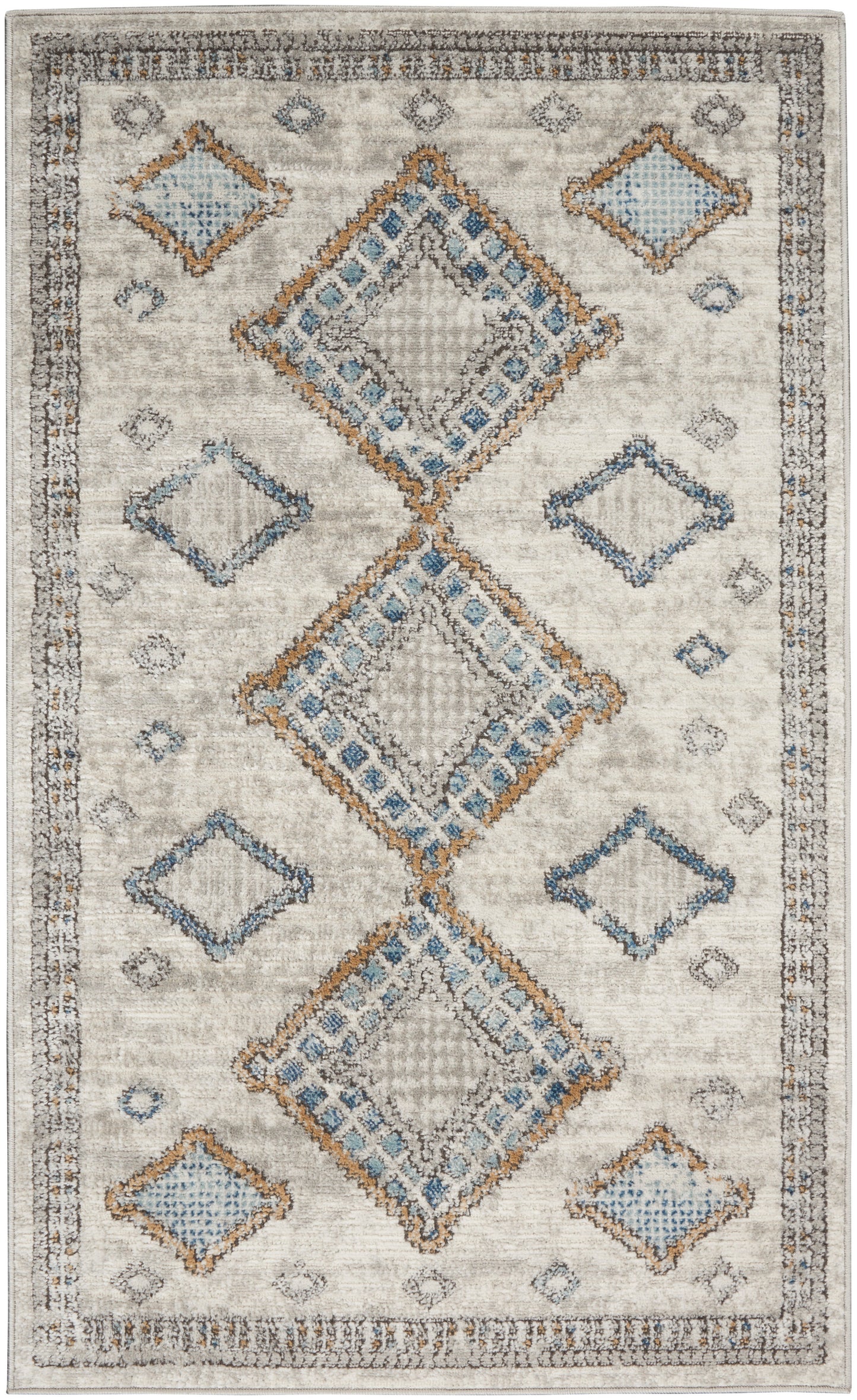 Nourison Home Quarry QUA14 Ivory Grey Blue Contemporary Power-loomed Rugs