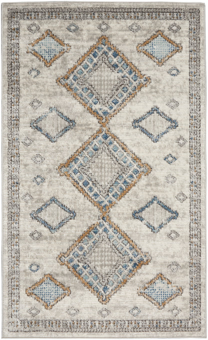 Nourison Home Quarry QUA14 Ivory Grey Blue Contemporary Power-loomed Rugs