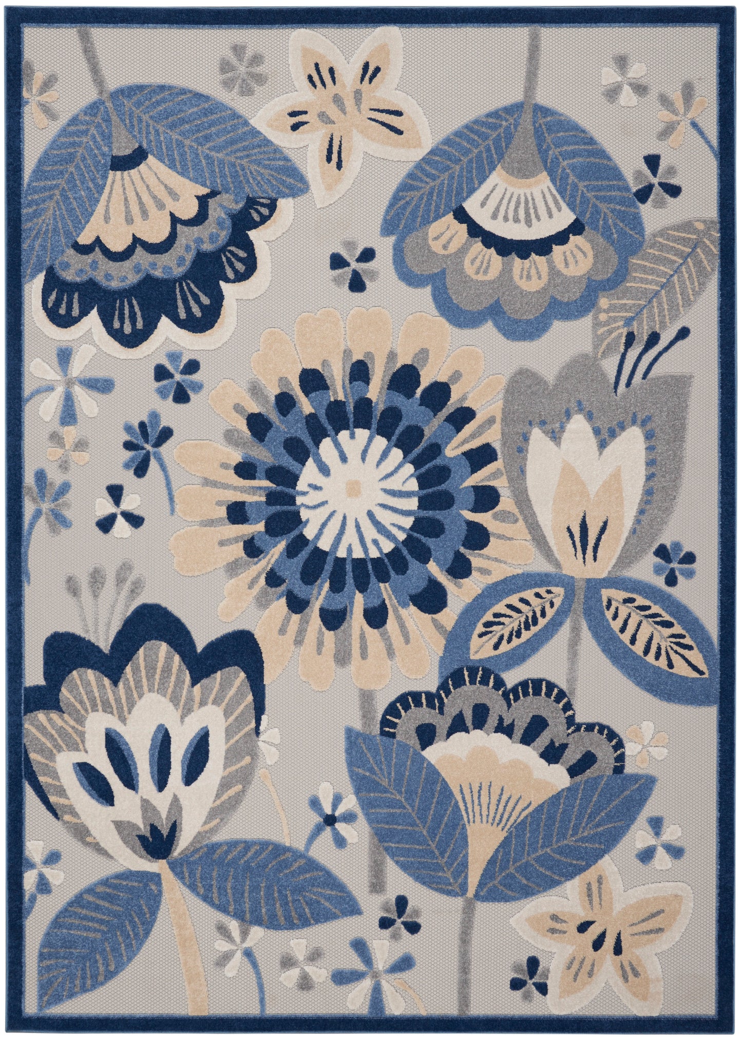 Nourison Home Aloha ALH25 Blue Grey Contemporary Power-loomed Rugs
