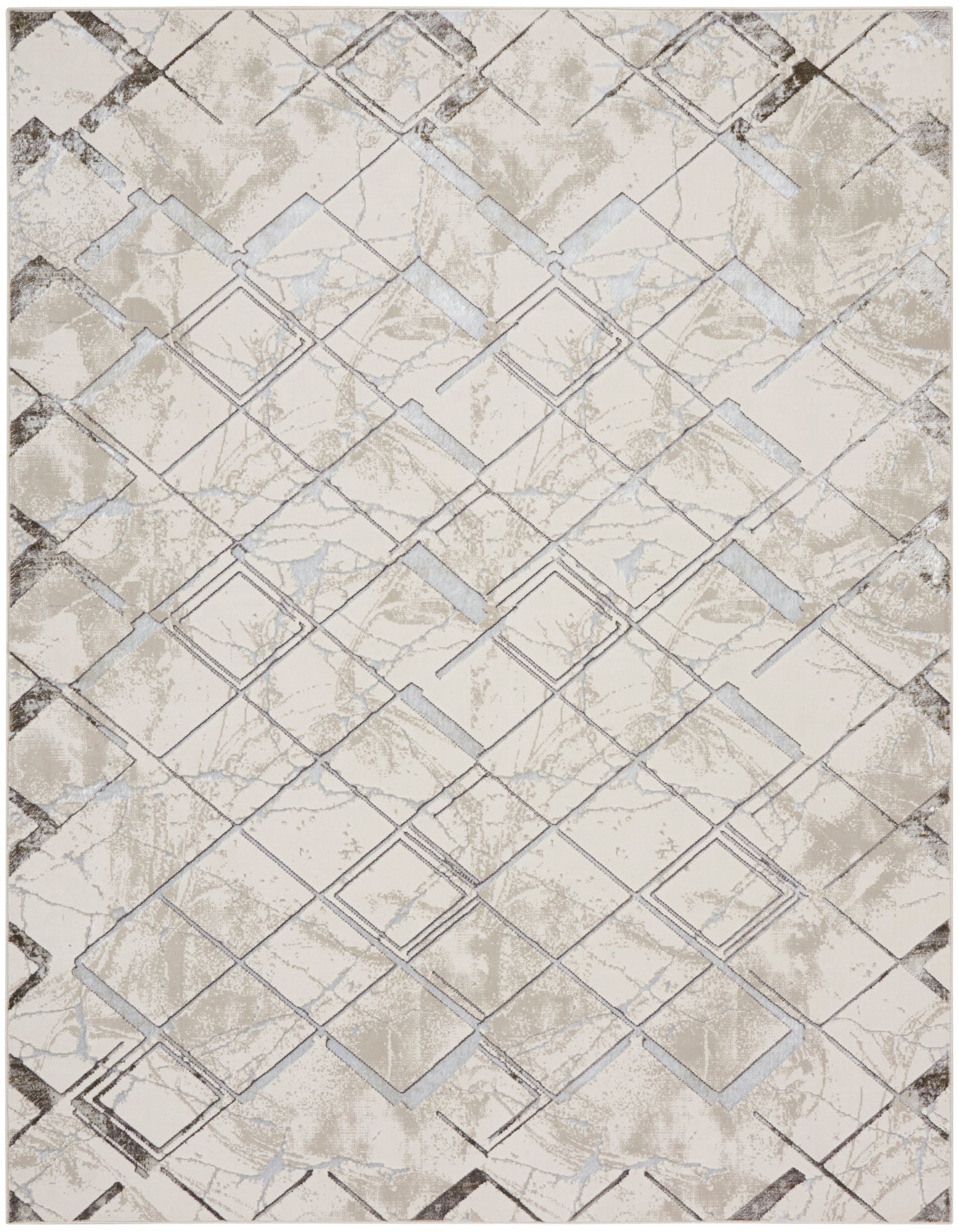 Nourison Home Glitz GLZ02 Ivory Grey Contemporary Power-loomed Rug
