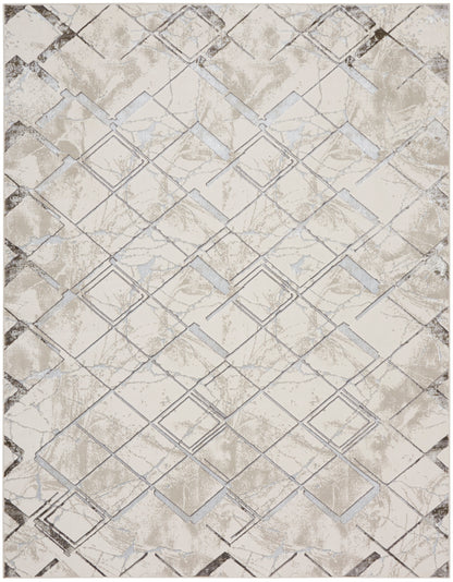 Nourison Home Glitz GLZ02 Ivory Grey Contemporary Power-loomed Rug