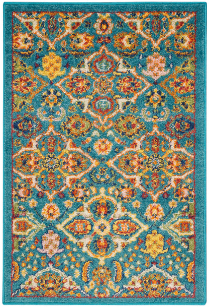 Nourison Home Allur ALR03 Turquoise Ivory Transitional Power-loomed Rug