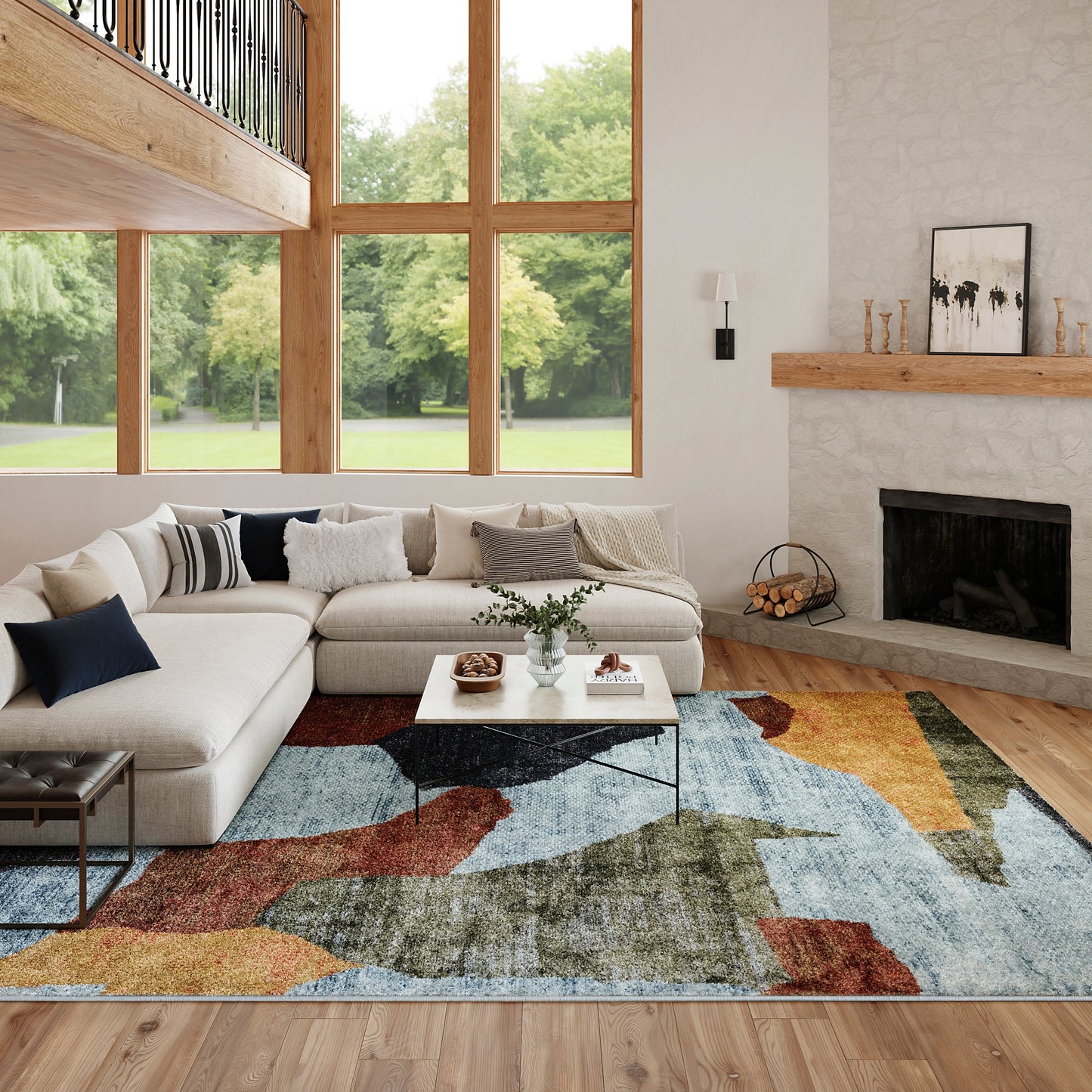 Nourison Home Nordic  Blue Multicolor  Contemporary