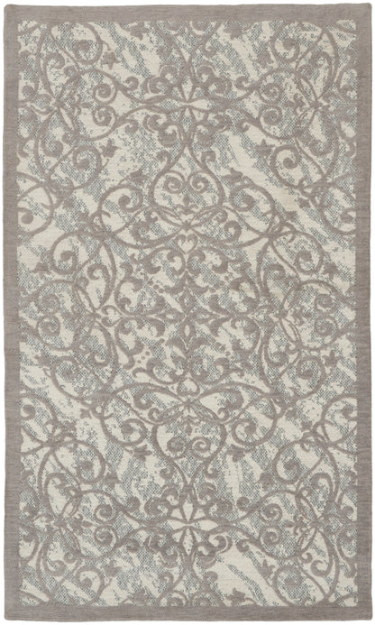 Nourison Home Damask DAS01 Ivory Grey Traditional Power-loomed Rug
