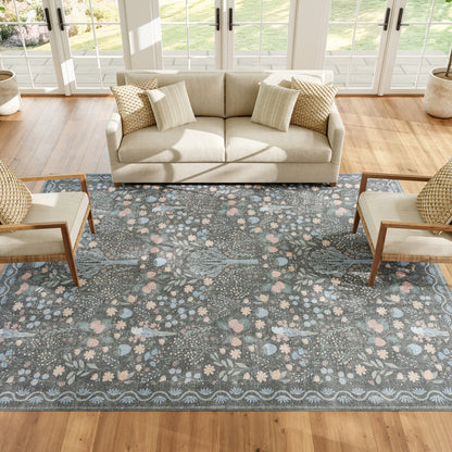 Nourison Home Botanical Washables  Charcoal Multicolor  Contemporary