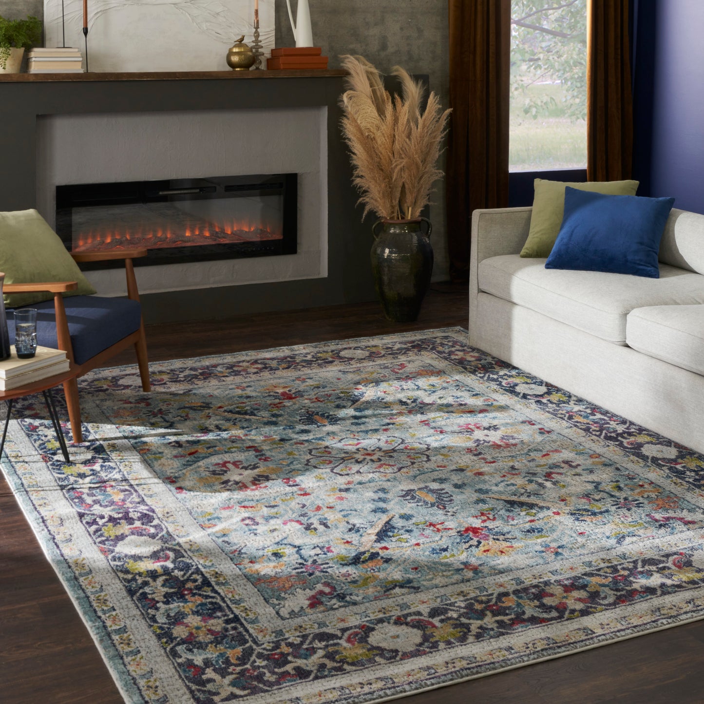 Nourison Home Ankara Global  Teal Multicolor  Traditional