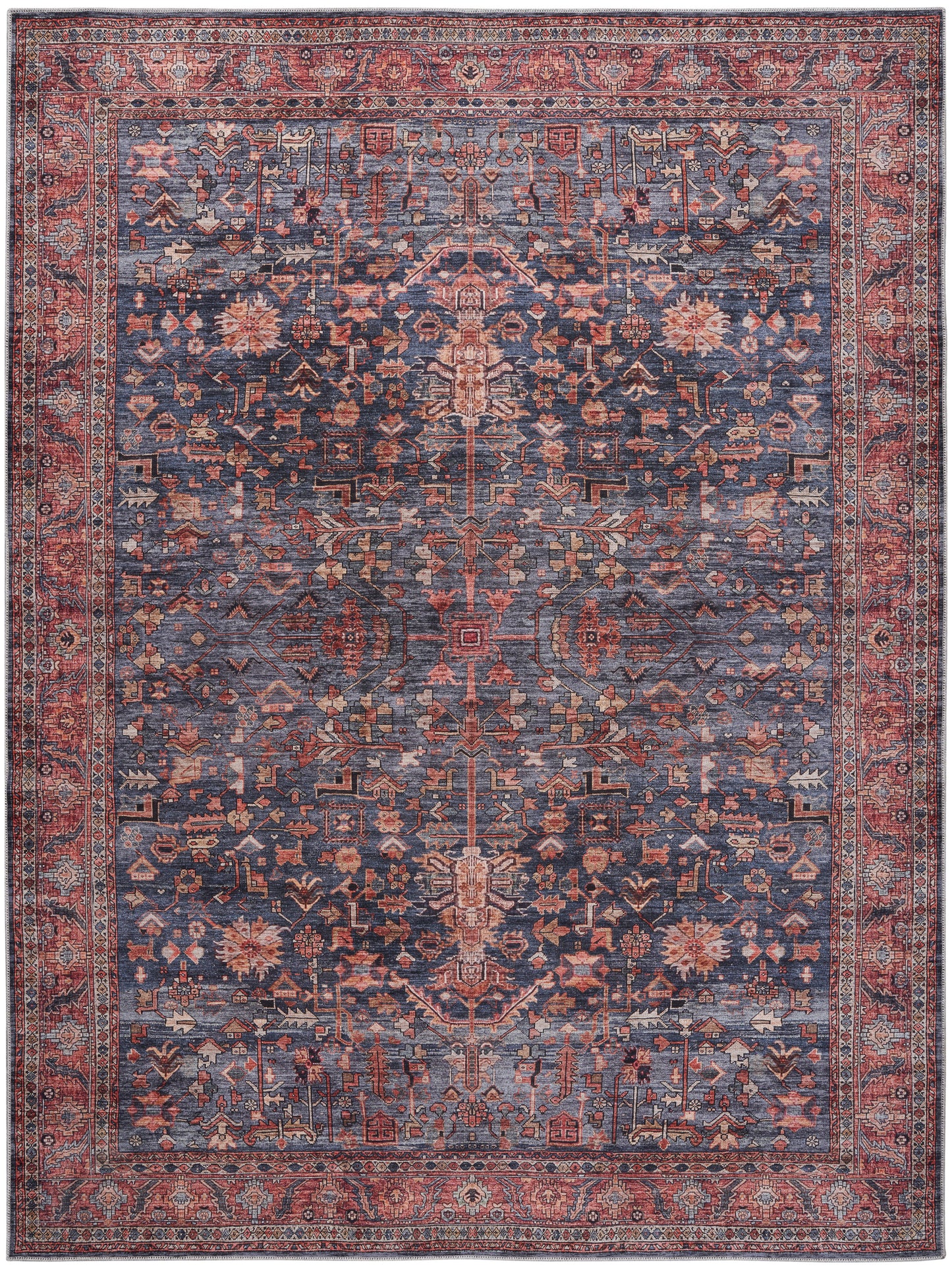 Nourison Home Grand Washables GRW02 Navy Brick Traditional Power-loomed Rug
