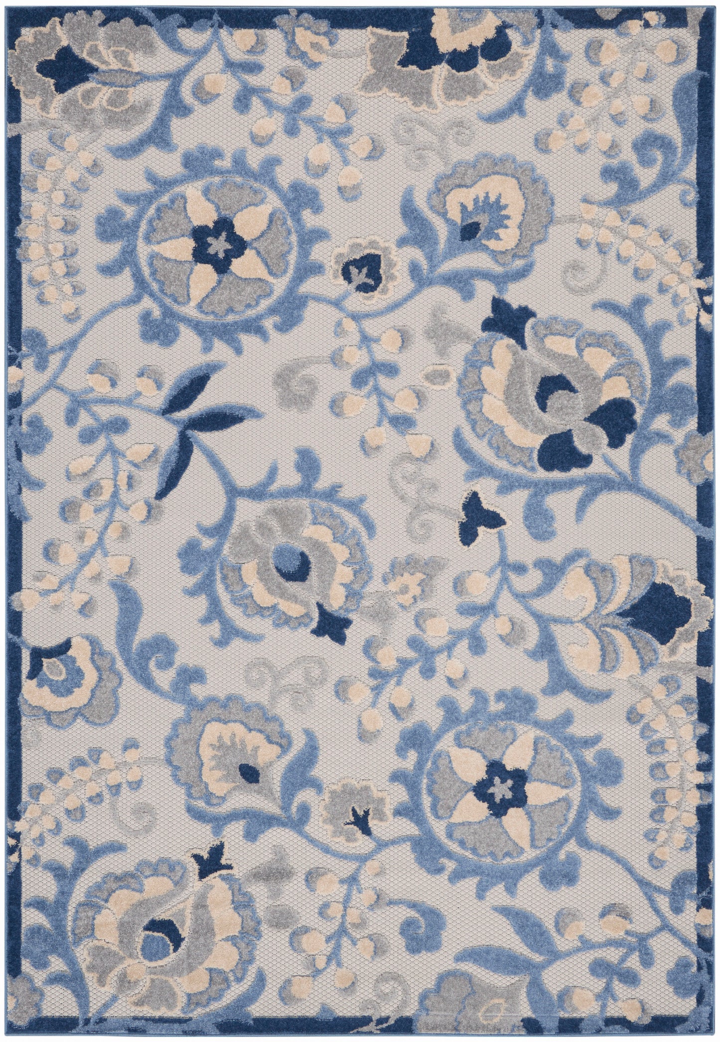 Nourison Home Aloha ALH17 Blue Grey Contemporary Power-loomed Rugs
