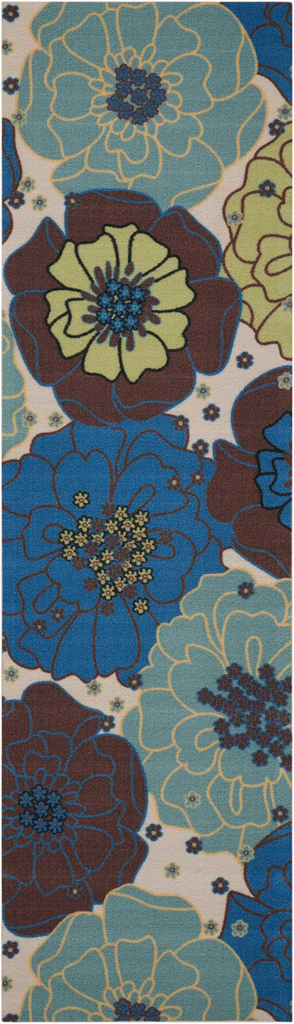 Nourison Home Home & Garden RS021 Light Blue Contemporary Power-loomed Rug