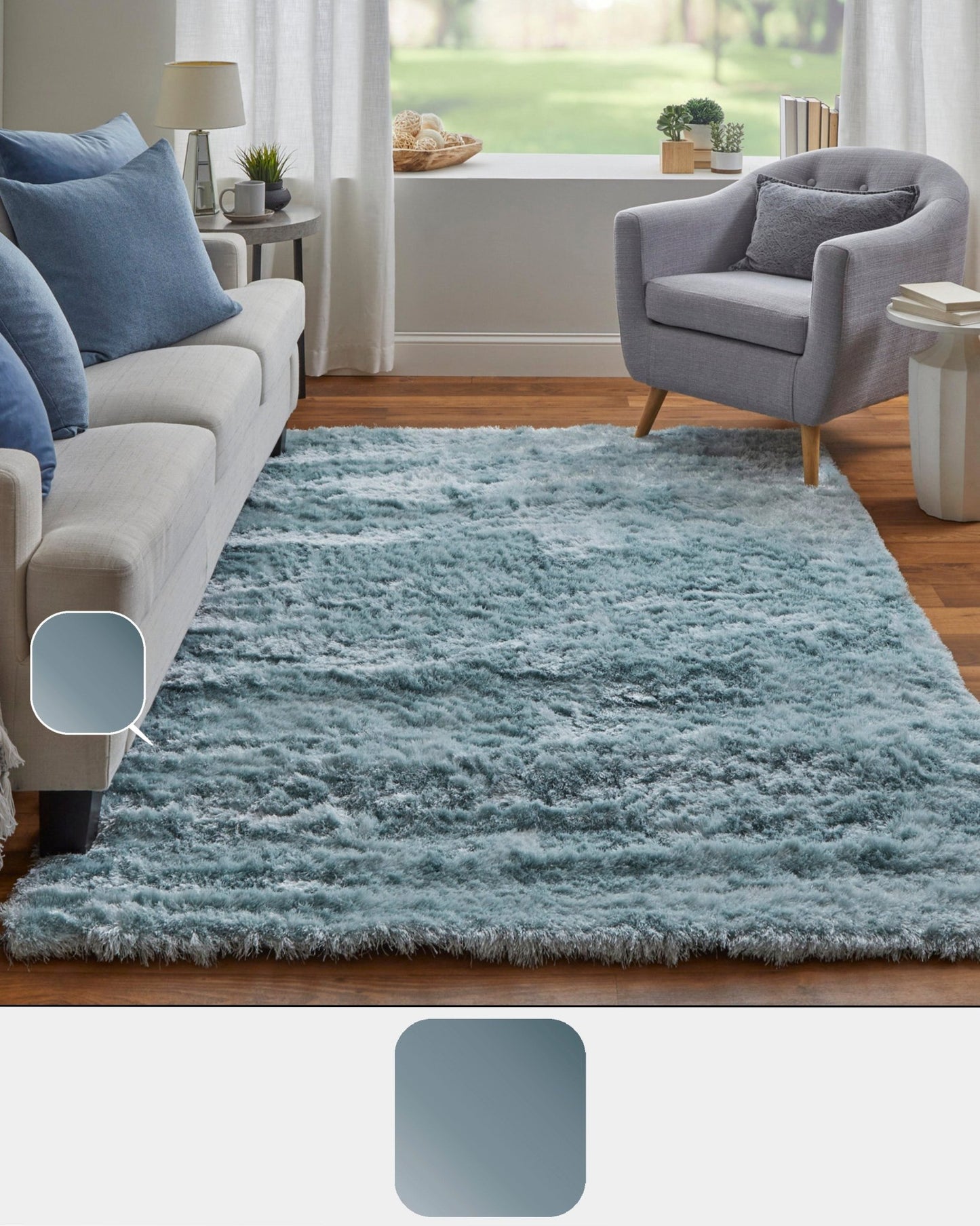 Feizy Indochine 4550F Light Aqua Modern/Luxury & Glam/Casual Hand Tufted Rug - Rugs - Feizy - Atlanta Designer Rugs