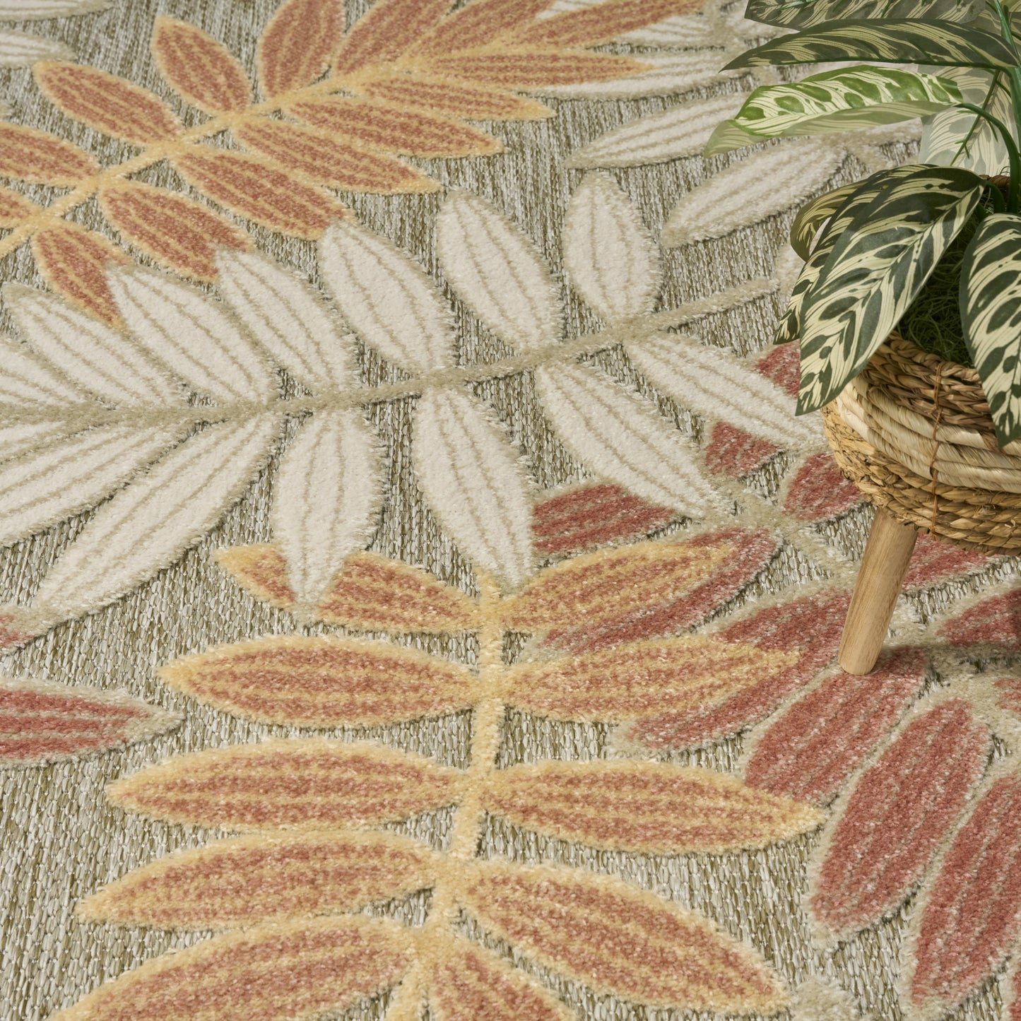 Nourison Home Aloha  Sage Rose  Contemporary