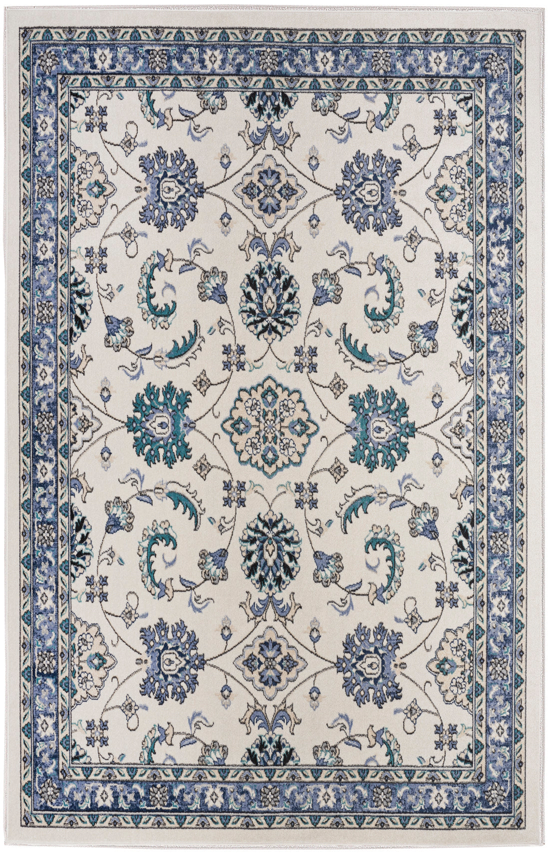 Nourison Home Nourison Essentials NRE05 Ivory Blue Traditional Power-loomed Rug