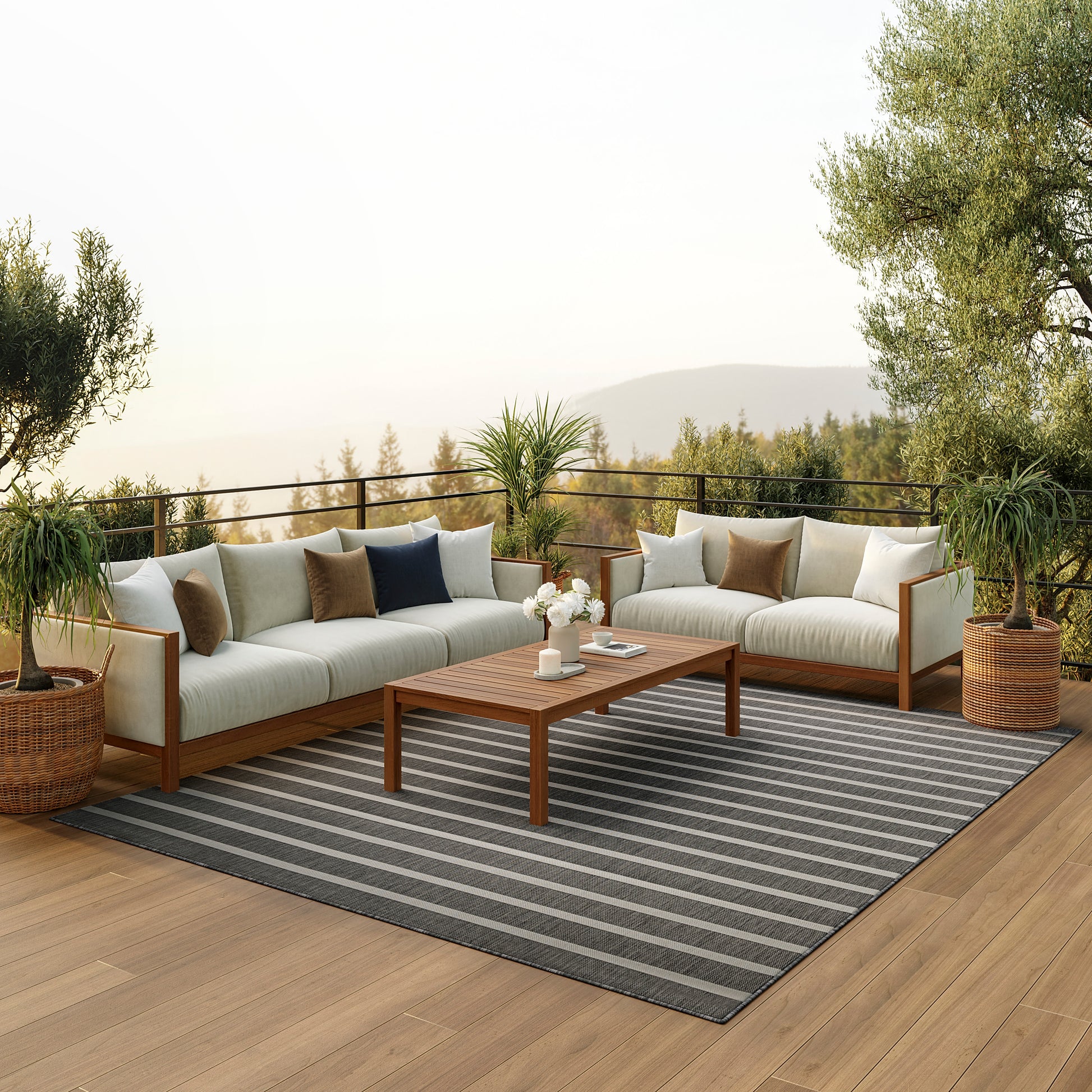 Nourison Home Positano  Charcoal Ivory  Contemporary