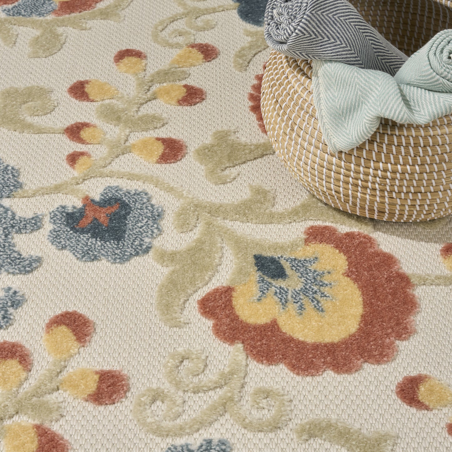 Nourison Home Aloha  Grey Multicolor  Contemporary