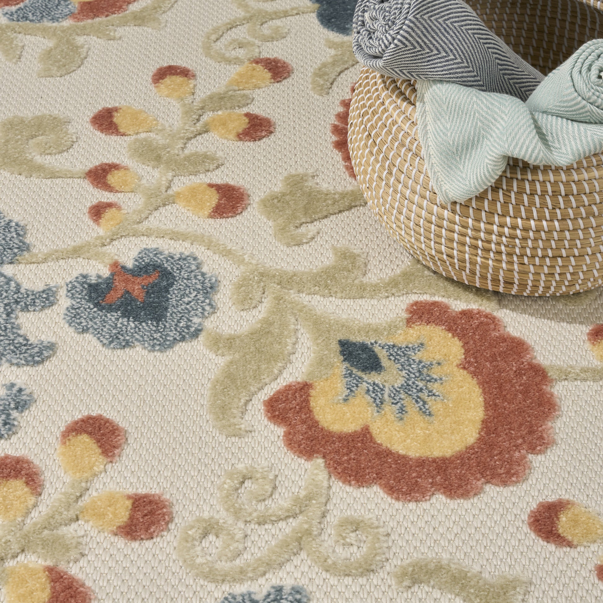 Nourison Home Aloha  Grey Multicolor  Contemporary