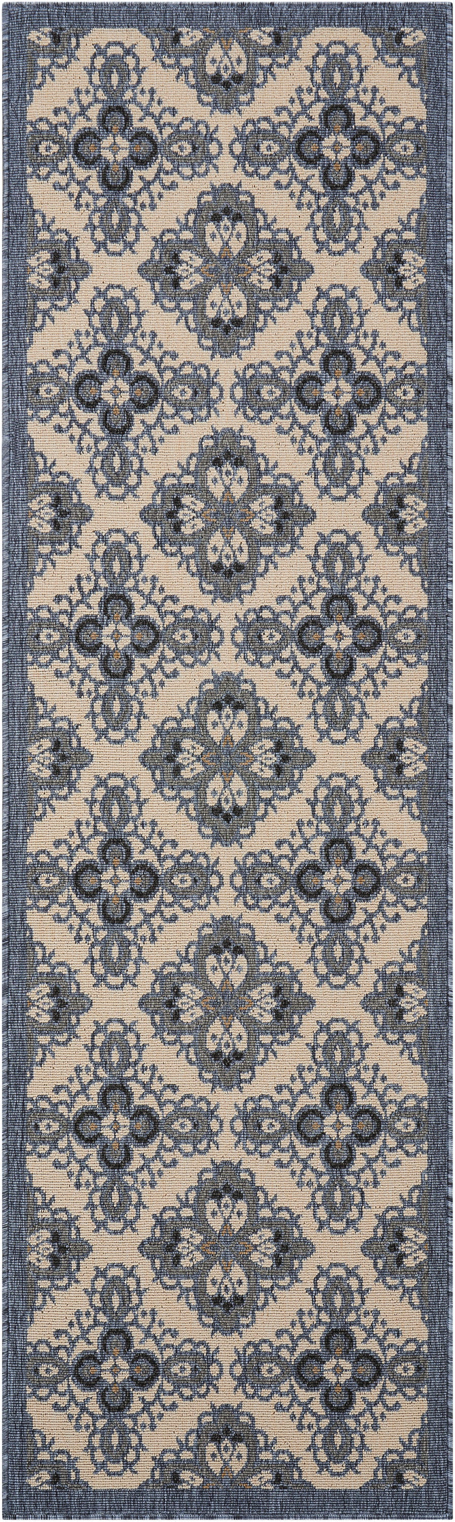 Nourison Home Caribbean CRB10 Ivory Blue Transitional Power-loomed Rug