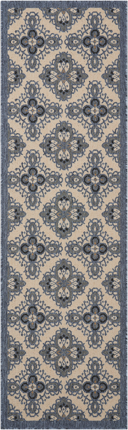 Nourison Home Caribbean CRB10 Ivory Blue Transitional Power-loomed Rug